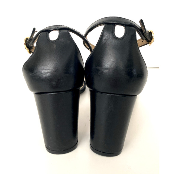 Stuart Weitzman Nearly Nude Sandal Block Heel Black Nappa Open Toe Ankle Strap 9 - Picture 7 of 10